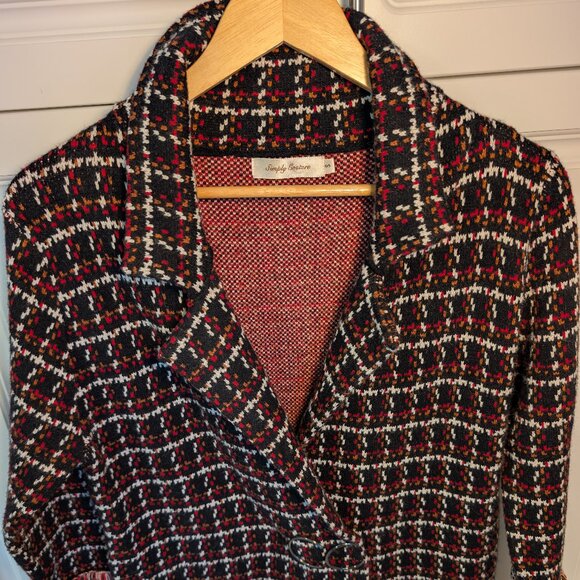 Simply Couture Retro Plaid Tweed Fringe Long Sweater Coat | Size Small - Picture 2 of 15